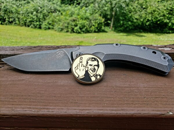 I Hate People - Middle Finger - 40mm - Brushed Brass - EDC Coin - Adult Humor