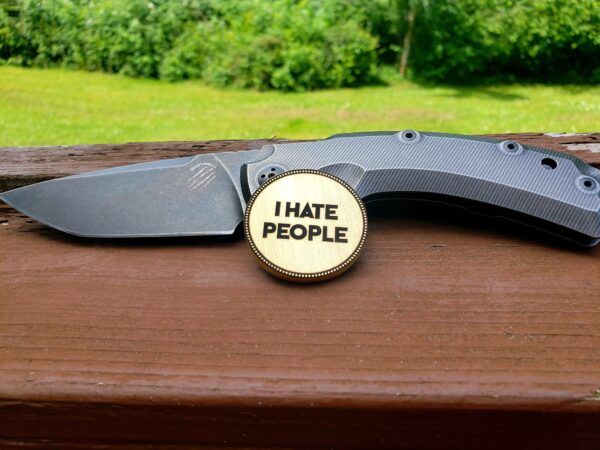 I Hate People - Middle Finger - 40mm - Brushed Brass - EDC Coin - Adult Humor