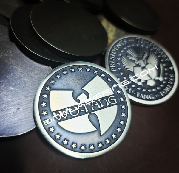 WU-TANG - Laser Engraved Brass Coin - Polished and Aged