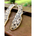 Spyderco Delica - Antique Stonewash Brass Scales - Deep Engraved Leaf Scroll Design - Flytanium Gear - Optional Knife Install - Image 3