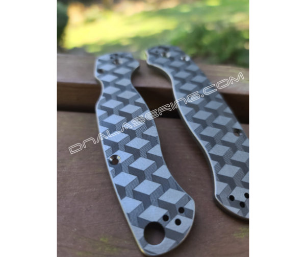 Spyderco PM2 - 3D Cubes - Q*Bert - Deep Engraved Titanium Knife Scales - Paramilitary 2 - EDC Gear - Knife & Hardware Optional