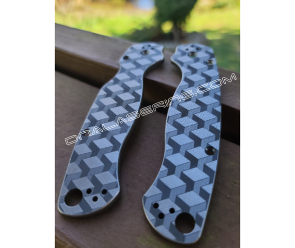 Spyderco PM2 - 3D Cubes - Q*Bert - Deep Engraved Titanium Knife Scales - Paramilitary 2 - EDC Gear - Knife & Hardware Optional