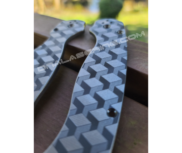Spyderco PM2 - 3D Cubes - Q*Bert - Deep Engraved Titanium Knife Scales - Paramilitary 2 - EDC Gear - Knife & Hardware Optional