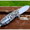 CRKT - Squid Framelock - Engraved Leaf Scroll - Stainless Steel - Lucas Burnley - EDC Knife