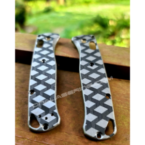 Benchmade Bugout - 3D Cubes - Q*Bert Design - Engraved Titanium Knife Scales - EDC - New in box scales