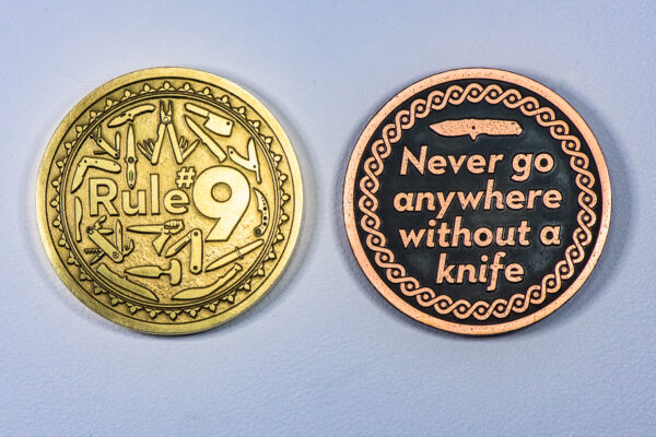 Gibbs Rule #9 - Michael Brunk Collab - Laser Engraved Brass or Copper Coin - Polished and Aged Finish