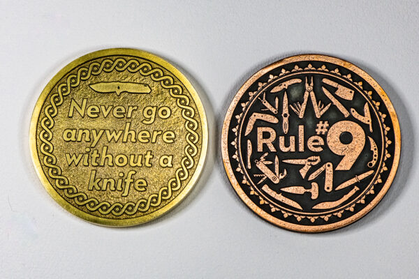 Gibbs Rule #9 - Michael Brunk Collab - Laser Engraved Brass or Copper Coin - Polished and Aged Finish