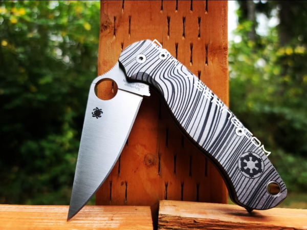 Spyderco PM2 - Beskar Ingot - Deep Laser Engraved -  PM2 Titanium Knife Scales - EDC Gear - Knife & Hardware Optional