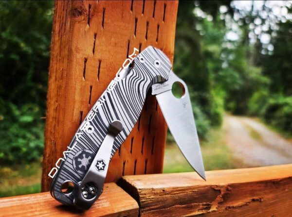 Spyderco PM2 - Beskar Ingot - Deep Laser Engraved -  PM2 Titanium Knife Scales - EDC Gear - Knife & Hardware Optional