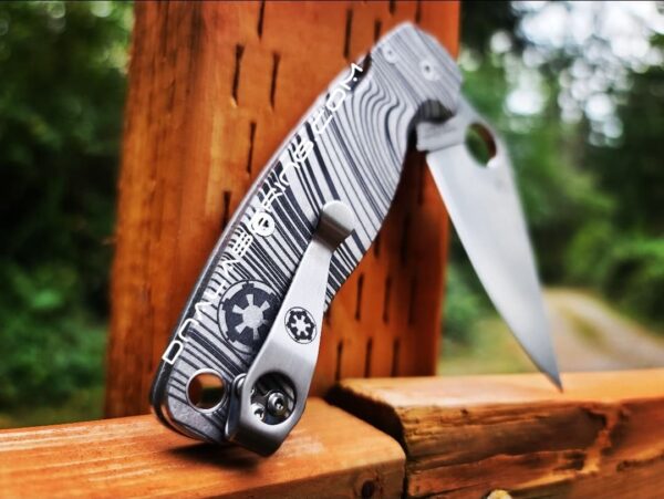 Spyderco PM2 - Beskar Ingot - Deep Laser Engraved -  PM2 Titanium Knife Scales - EDC Gear - Knife & Hardware Optional