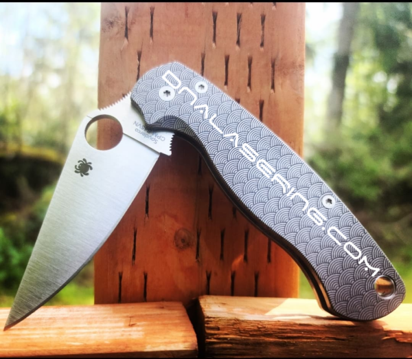 Seigaiha Pattern - Spyderco PM2 TI - Fiber Laser Deep Engraved - PM2 Titanium Knife Scales - EDC Gear - Knife & Hardware Optional