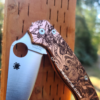 Spyderco PM2 - Kraken VS Pirate Ship Design - Deep Laser Engraved Copper Knife Scales - EDC Gear - Hardware & Knife Install Options