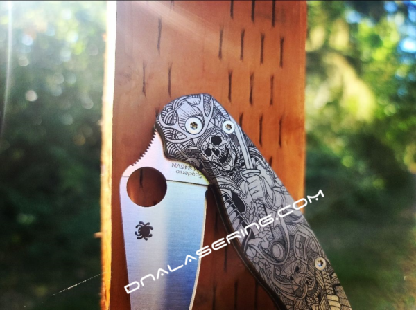 Spyderco PM2 - Japanese Warrior - Samurai - Fiber Laser Deep Engraved - PM2 Titanium Knife Scales - EDC Gear - Knife & Hardware Optional