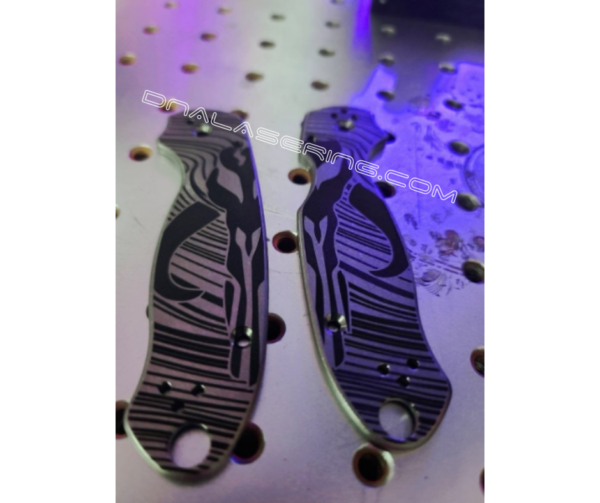 Spyderco PM3 - Mandalorian Mythosaur - Beskar Ingot  - Fiber Laser Deep Engraved - Titanium Knife Scales - EDC Gear - Hardware & Knife Install Options