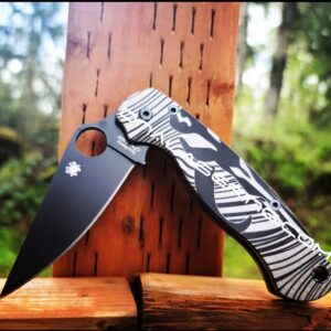 Spyderco PM2 - Mandalorian Mythosaur - Beskar Ingot - Fiber Laser Deep Engraved - PM2 Titanium Knife Scales - EDC Gear - Knife & Hardware Optional