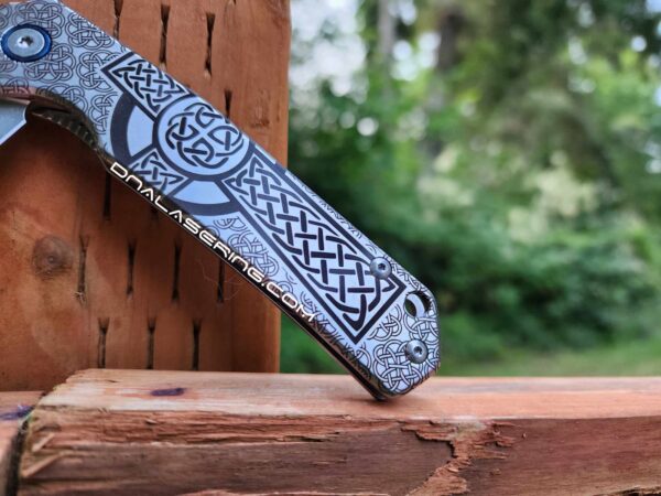 Ruike P801 - Celtic Cross - Fiber Laser Deep Engraved - EDC Knife - NIB