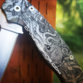 Spyderco PM2 TI - Kraken VS Pirate Ship Design - Fiber Laser Deep Engraved - PM2 Titanium Knife Scales - EDC Gear - Knife & Hardware Optional - Image 4