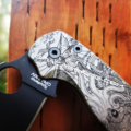 Spyderco PM2 TI - Kraken VS Pirate Ship Design - Fiber Laser Deep Engraved - PM2 Titanium Knife Scales - EDC Gear - Knife & Hardware Optional - Image 3