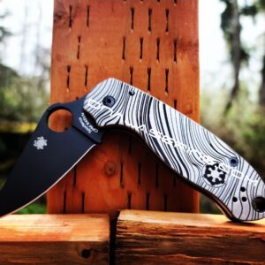 Spyderco PM3 TI - Beskar Ingot - Mandalorian - Fiber Laser Deep Engraved - Titanium Knife Scales - EDC Gear - Hardware & Knife Install Options