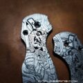 Spyderco PM2 - Yin-Yang - Ancient Samurai & Geisha - Fiber Laser Deep Engraved - PM2 Titanium Knife Scales - EDC Gear - Knife & Hardware Optional - Image 3