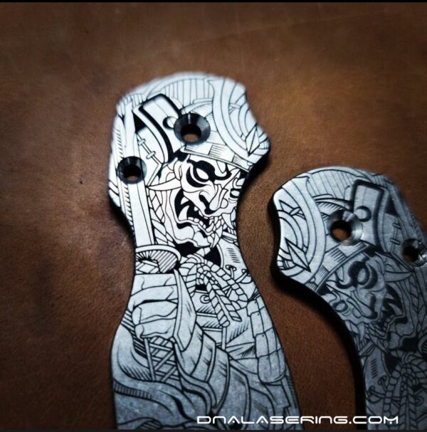 Spyderco PM2 - Yin-Yang - Ancient Samurai & Geisha - Fiber Laser Deep Engraved - PM2 Titanium Knife Scales - EDC Gear - Knife & Hardware Optional