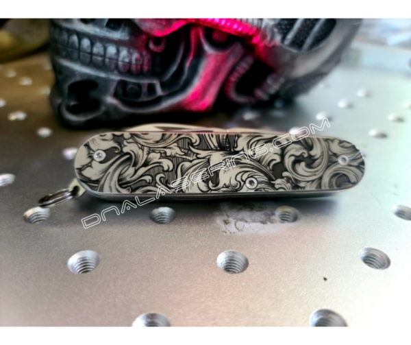 Victorinox Cadet Alox - Titanium Scales - Deep Engraved Leaf Scroll Design - New in box - EDC gear - Scroll Pattern