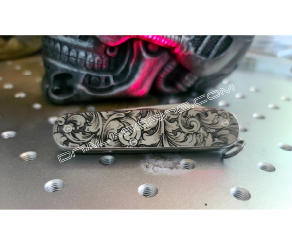 Victorinox Cadet Alox - Titanium Scales - Deep Engraved Leaf Scroll Design - New in box - EDC gear - Scroll Pattern