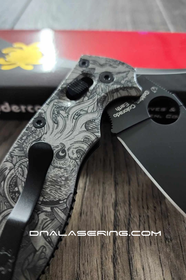 Spyderco Manix 2 - Kraken VS Pirate Ship - Deep Fiber Laser Engraved Titanium Scales – Flytanium Gear - SCALES ONLY