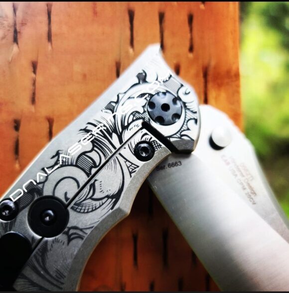 ZT Hinderer Slicer Framelock - Intricate Leaf Scroll with Shading - Deep Fiber Laser Engraving - EDC Knife - NIB - Image 4
