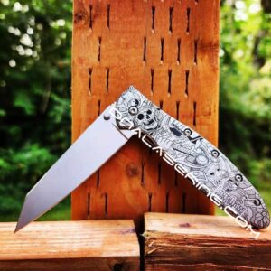 Kershaw Random Leek Framelock - Japanese Warrior - Samurai Skull - Deep Fiber Laser Engraving - EDC Knife - NIB