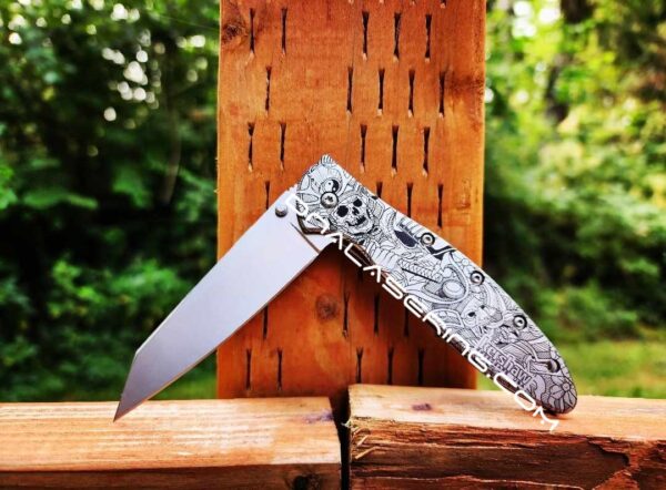Kershaw Random Leek Framelock - Japanese Warrior - Samurai Skull - Deep Fiber Laser Engraving - EDC Knife - NIB