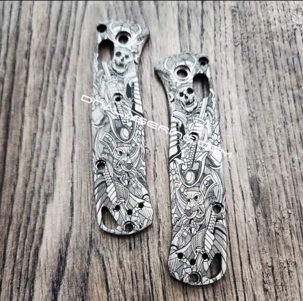 MINI Benchmade Bugout - Japanese Warrior - Samurai - Engraved Titanium Scales - EDC Gear