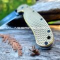 Ontario Rat 1 - Diamond Plate - Relief Engraved Antique Stonewash Brass Scales  - Rat 1 EDC Knife *Install Optional*