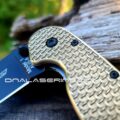 Ontario Rat 1 - Diamond Plate - Relief Engraved Antique Stonewash Brass Scales  - Rat 1 EDC Knife *Install Optional* - Image 4