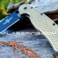 Ontario Rat 1 - Diamond Plate - Relief Engraved Antique Stonewash Brass Scales  - Rat 1 EDC Knife *Install Optional* - Image 3
