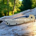 Ontario Rat 1 - Diamond Plate - Relief Engraved Antique Stonewash Brass Scales  - Rat 1 EDC Knife *Install Optional* - Image 2