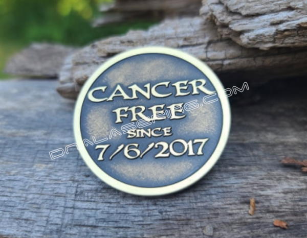 Fuck Cancer - Custom - Laser Engraved Brass Coin - Polished and Aged Finish