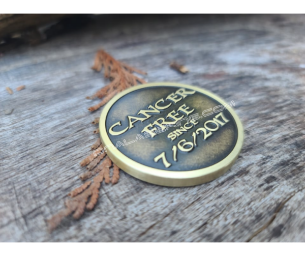 Fuck Cancer - Custom - Laser Engraved Brass Coin - Polished and Aged Finish