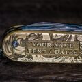 Victorinox Cadet - Customizable - NEW Relief Engraving Style - Brass Copper or Titanium Scales - Deep Laser Engraved Leaf Scroll - NIB - EDC - Image 5