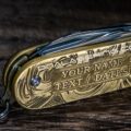 Victorinox Cadet - Customizable - NEW Relief Engraving Style - Brass Copper or Titanium Scales - Deep Laser Engraved Leaf Scroll - NIB - EDC - Image 4