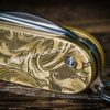 Victorinox Cadet - Customizable - NEW Relief Engraving Style - Brass Copper or Titanium Scales - Deep Laser Engraved Leaf Scroll - NIB - EDC