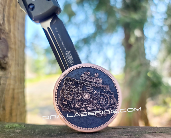 Goonies Doubloon - Deep Laser Engraved Copper Coin - Polished and Aged Finish