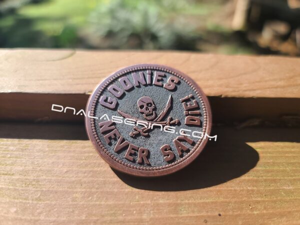 Goonies Doubloon - Deep Laser Engraved Copper Coin - Polished and Aged Finish