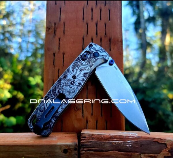 Benchmade Bugout - Kraken VS Pirate Ship - Engraved Titanium Scales - EDC Gear - NIB