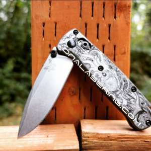 MINI Benchmade Bugout - Kraken VS Pirate Ship - Engraved Titanium Scales - EDC Gear