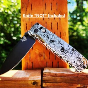 Benchmade Bugout - Tiger & Dragon - Yin-Yang - Deep Laser Engraved - Titanium Knife Scales - EDC Gear