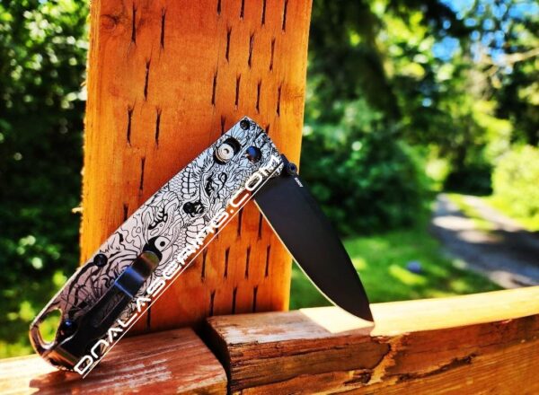 Benchmade Bugout - Tiger & Dragon - Yin-Yang - Deep Laser Engraved - Titanium Knife Scales - EDC Gear