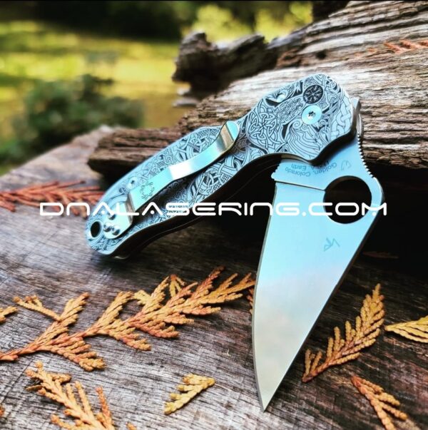 Spyderco PM3 TI - Viking Runes - Nordic Design - Laser Engraved Titanium Knife Scales - EDC Gear - Hardware & Knife Install Options