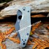 Spyderco Yojimbo 2 - Geometric Pattern - Deep Laser Engraved - Stonewash Titanium Scales - EDC Gear