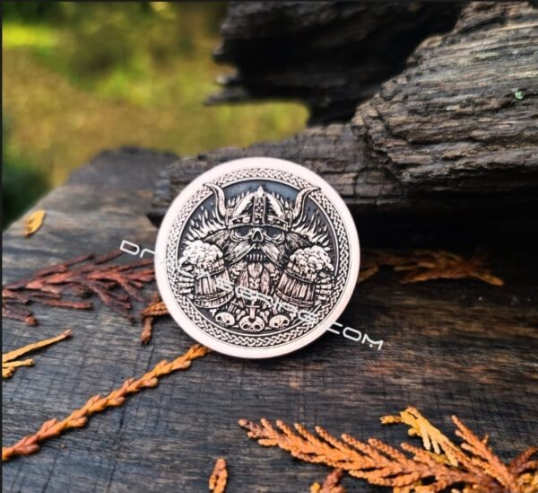 Viking - Odin - Norse God - Deep Laser Engraved Copper Coin - Polished and Aged Finish